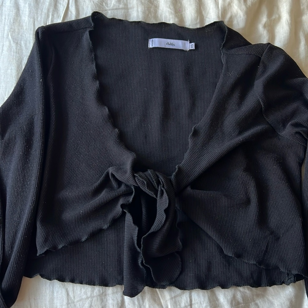 tie front long sleeve top